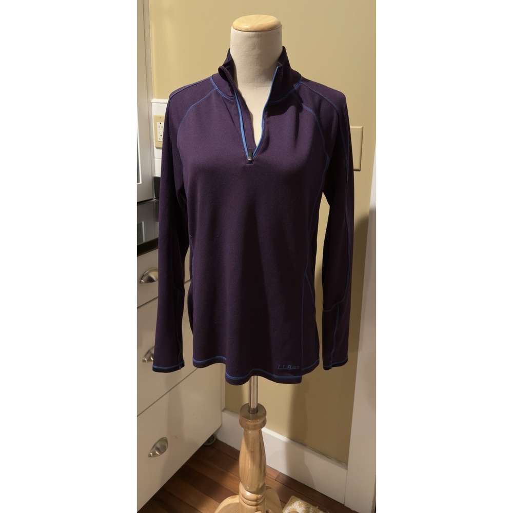 LL Bean Womens Trail‎ Lightweight Base Layer Long Sleeve 1/4 Zip Pullover MEDIUM